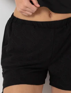 Solid Eyelet Embroidered Shorts