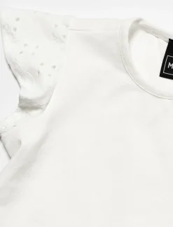 Solid Flutter-sleeve T-shirt
