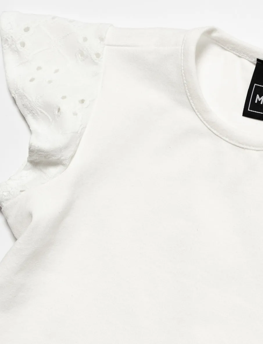 Solid Flutter-sleeve T-shirt