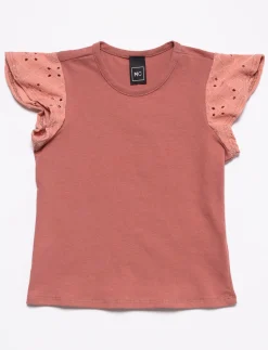 Solid Flutter-sleeve T-shirt