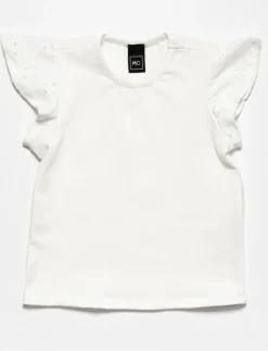 Solid Flutter-sleeve T-shirt