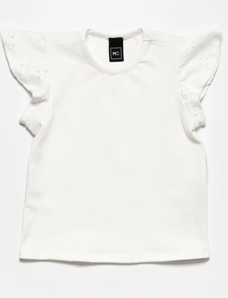 Solid Flutter-sleeve T-shirt