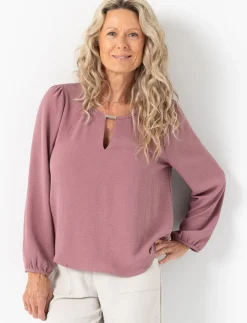 Solid Long-sleeve Blouse