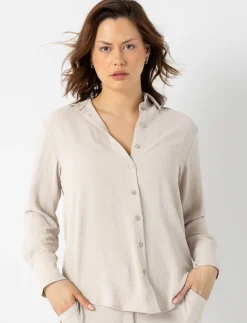 Solid Long-sleeve Blouse