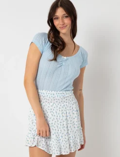 Solid Open-Knit T-Shirt