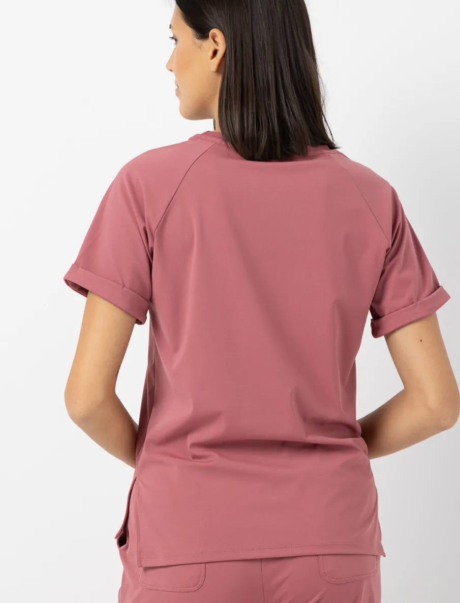 Solid Round Neck Scrub Top