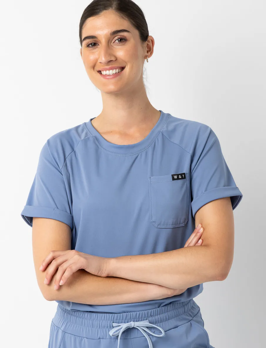 Solid Round Neck Scrub Top