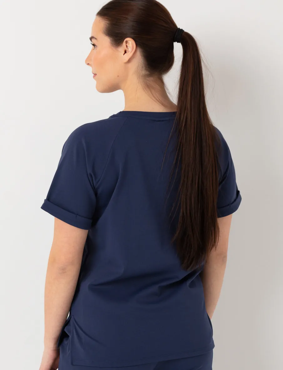 Solid Round Neck Scrub Top