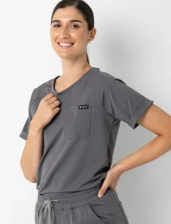Solid Round Neck Scrub Top