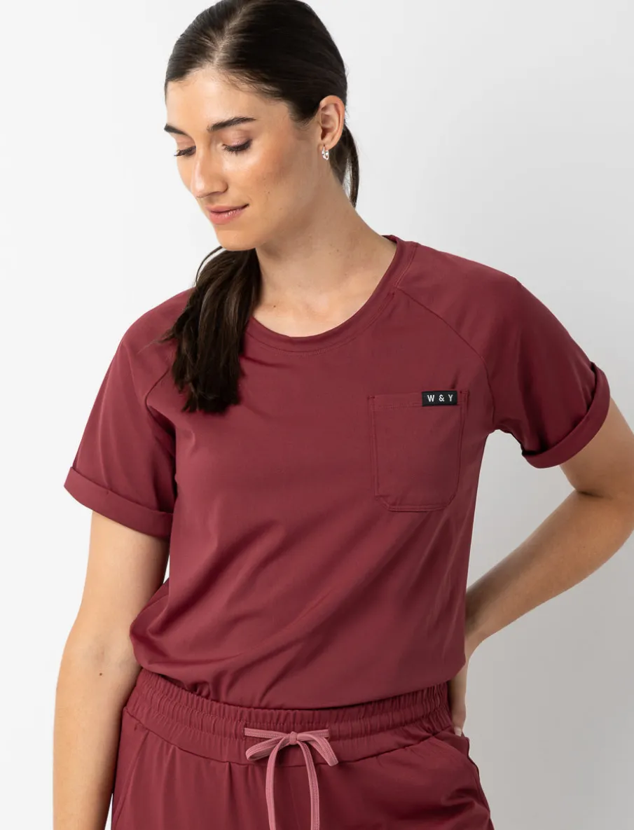 Solid Round Neck Scrub Top