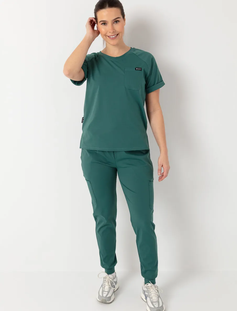 Solid Round Neck Scrub Top