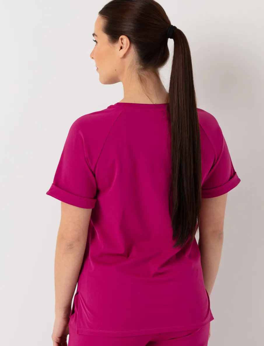 Solid Round Neck Scrub Top