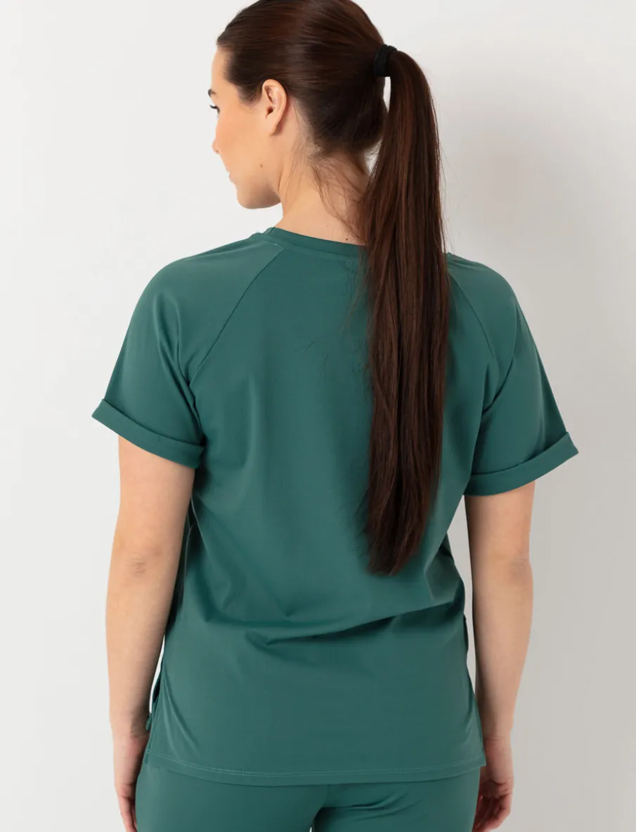 Solid Round Neck Scrub Top