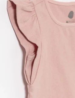 Solid Ruffled-sleeve T-shirt