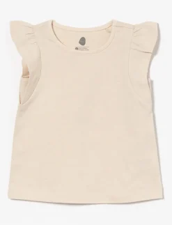 Solid Ruffled-sleeve T-shirt