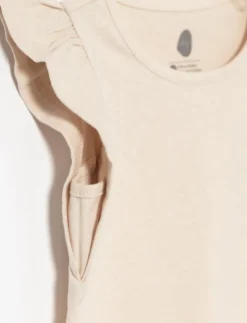 Solid Ruffled-sleeve T-shirt