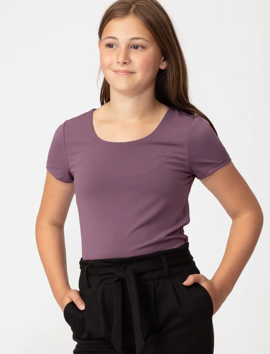 Solid Scoop Neck T-shirt