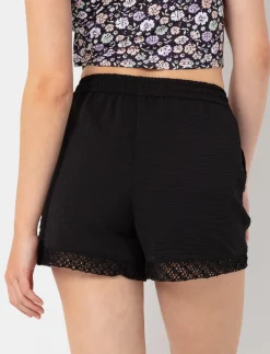 Solid Shorts with Crochet Accents