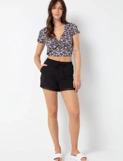 Solid Shorts with Crochet Accents