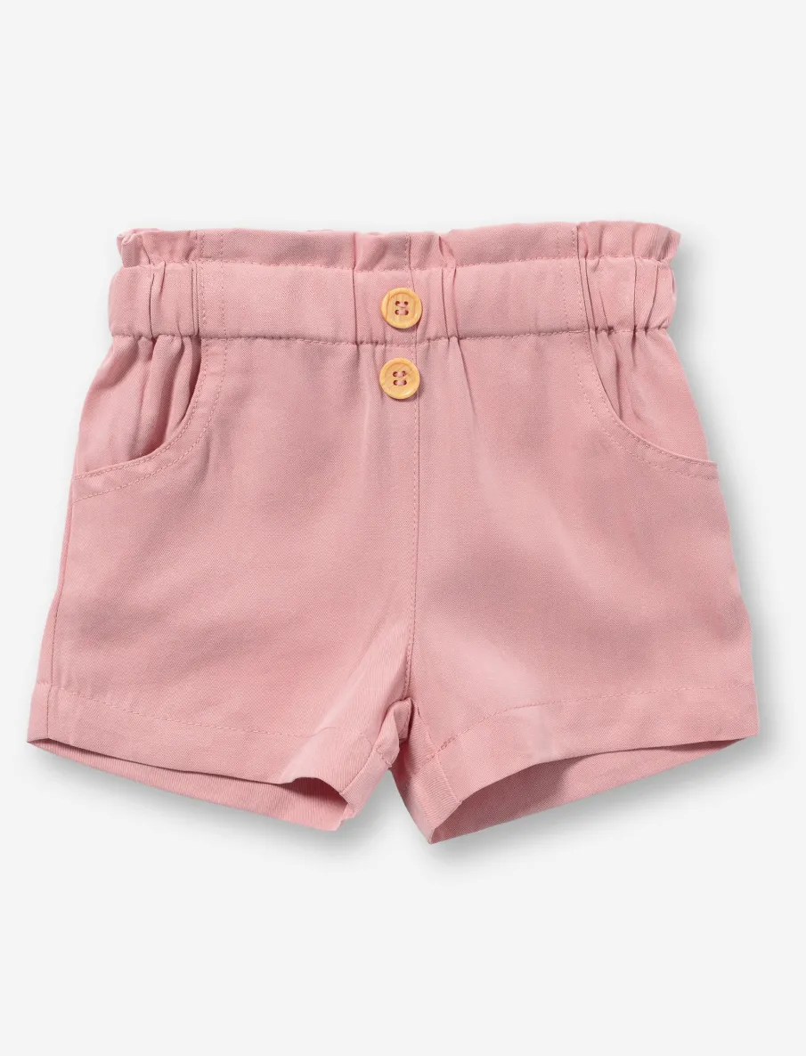 Solid Shorts with Shirred Waistband