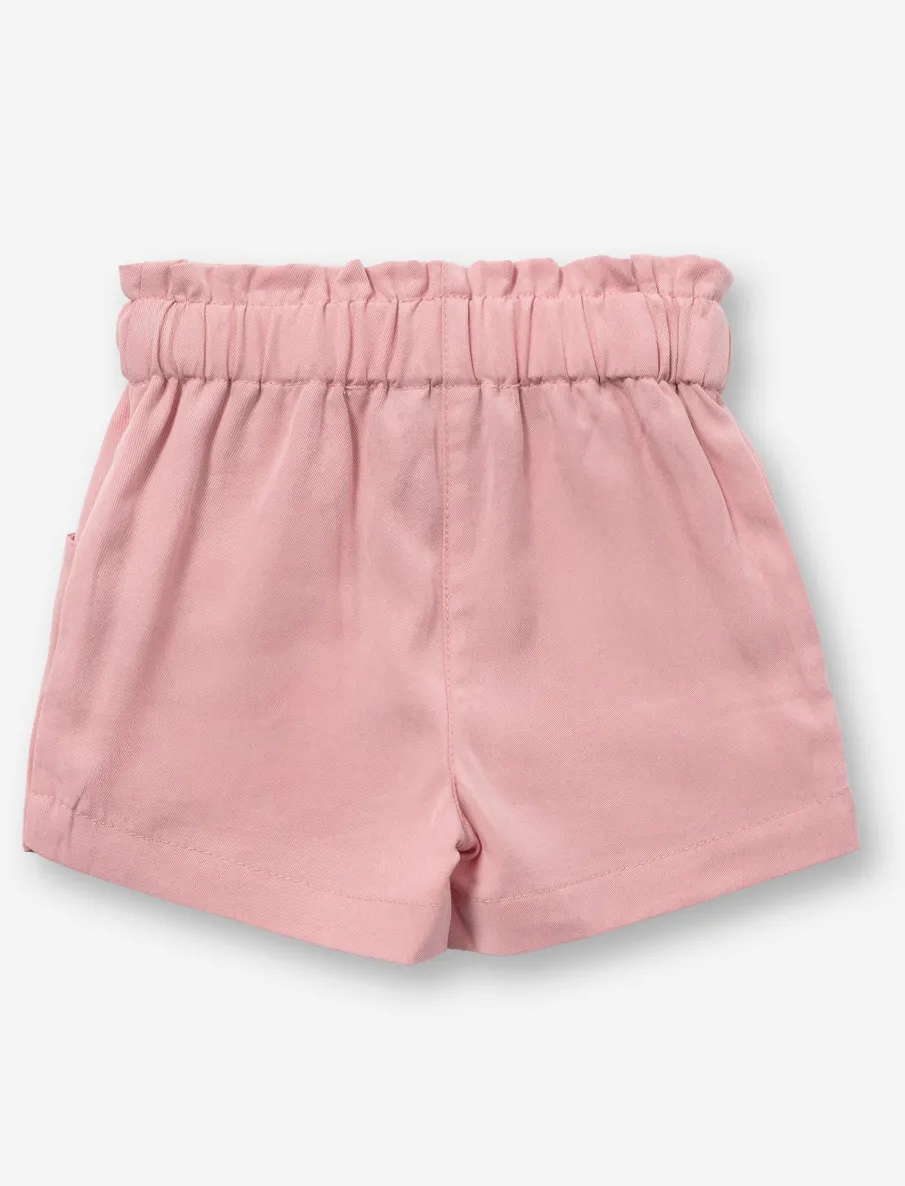 Solid Shorts with Shirred Waistband