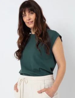 Solid Structured-sleeve T-shirt