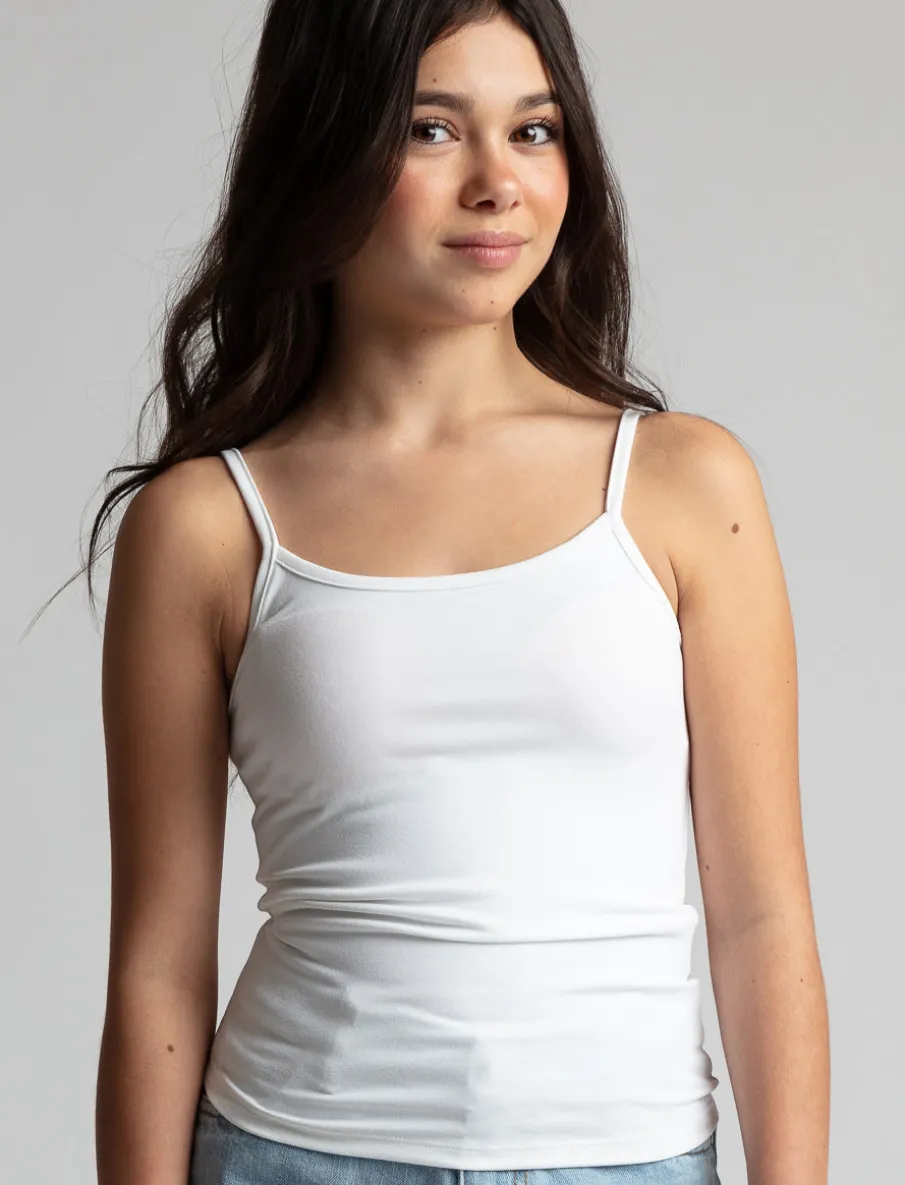 Solid Tank Top with Thin Straps