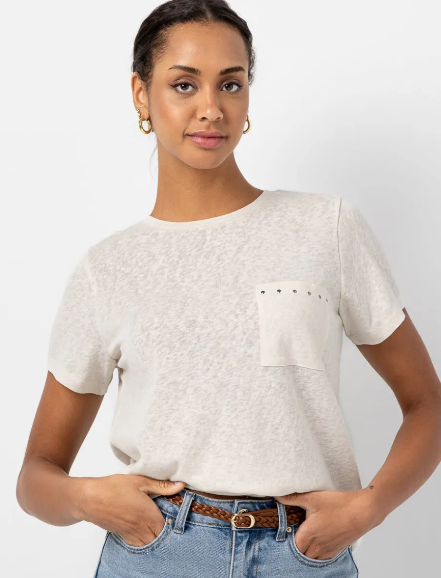 Solid T-shirt with Studded Pocket