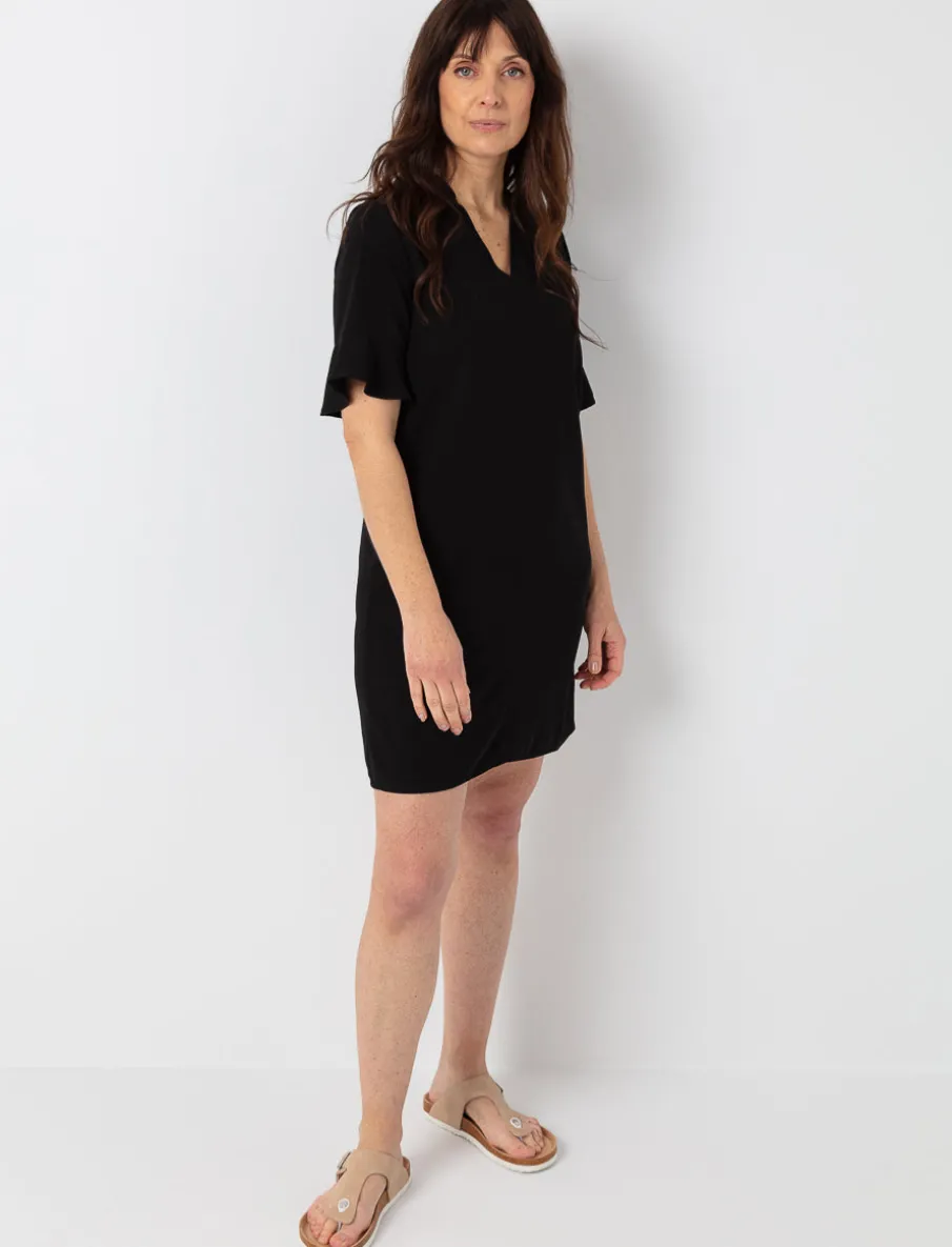 Solid V-neck Dress