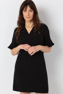 Solid V-neck Dress