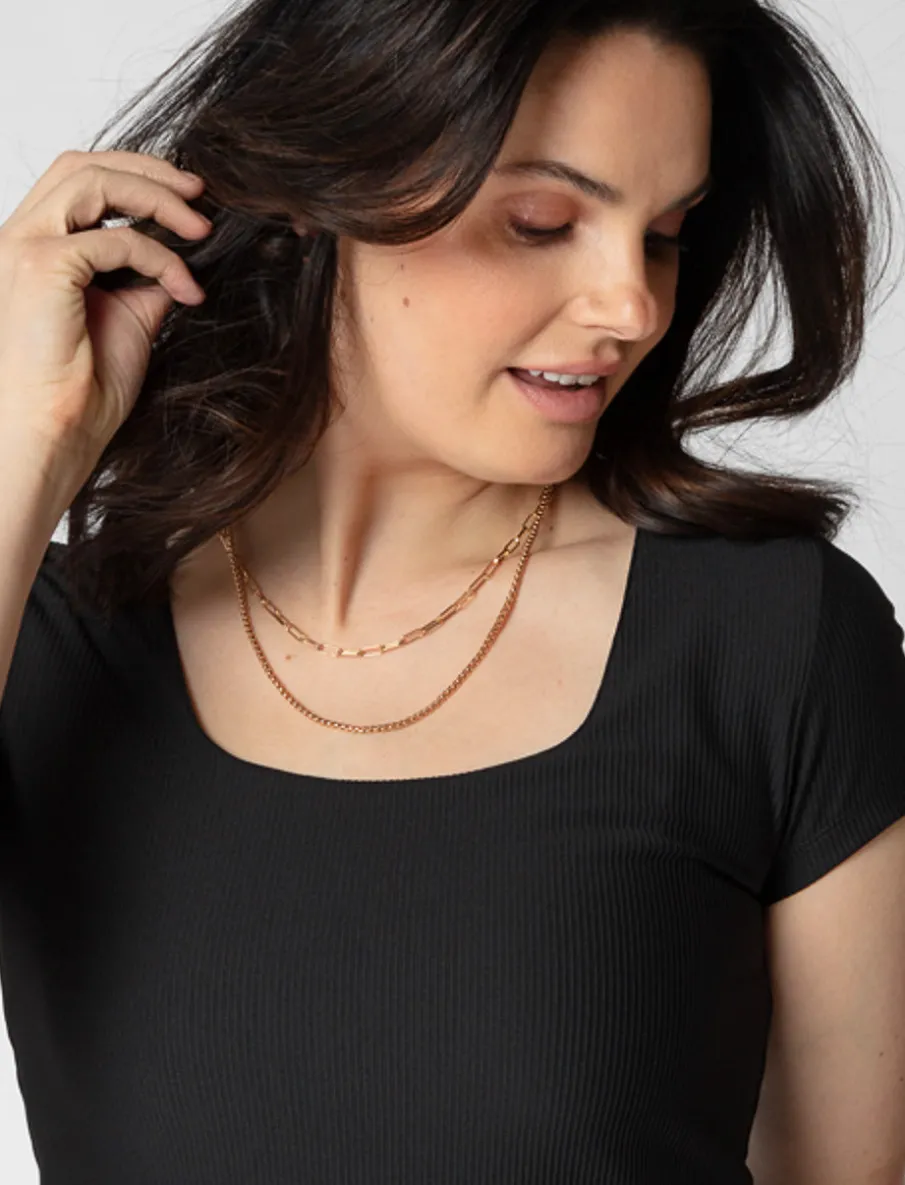 Square-neck Ribbed T-shirt