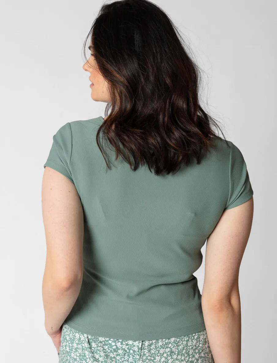 Square-neck Ribbed T-shirt