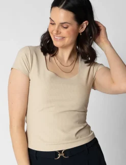 Square-neck Ribbed T-shirt