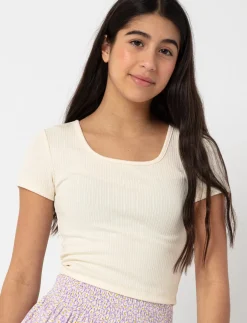 Square-neck Ribbed T-shirt