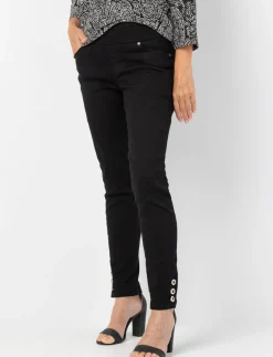 Straight Pull-on Jeans with Ankle Buttons