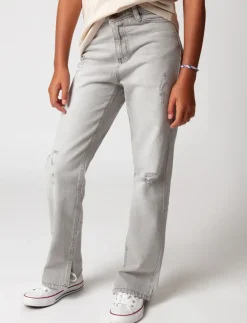 Straight Split-hem Jeans