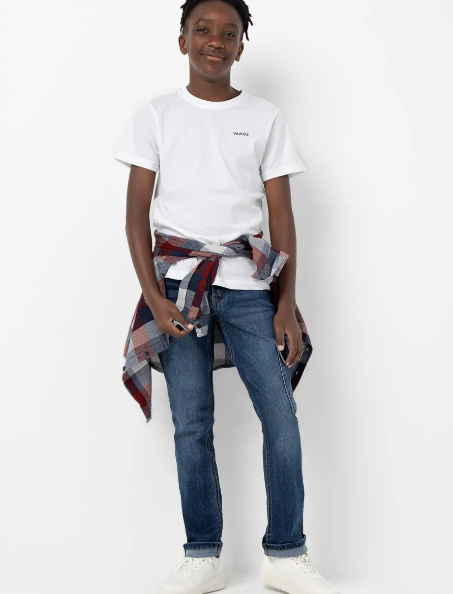 Straight-leg Jeans with Cargo Pocket and Rolled Hem