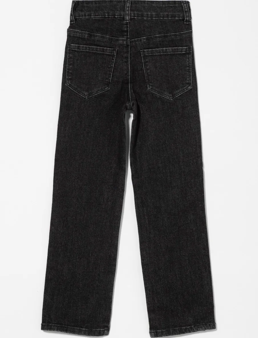 Straight-leg Jeans with Decorative Rhinestones