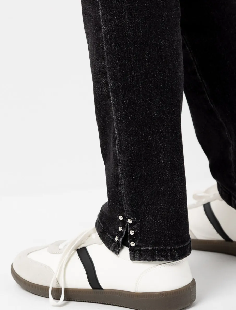 Straight-Leg Jeans with Rhinestones