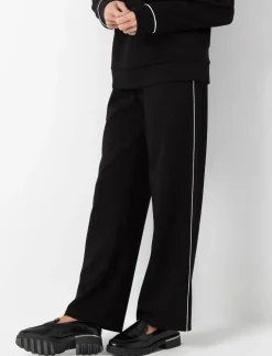 Straight-leg Pants with Contrast Piping
