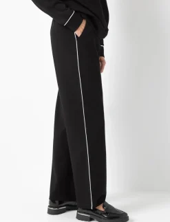 Straight-leg Pants with Contrast Piping