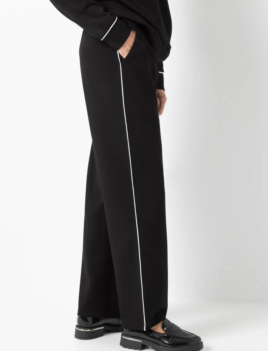 Straight-leg Pants with Contrast Piping