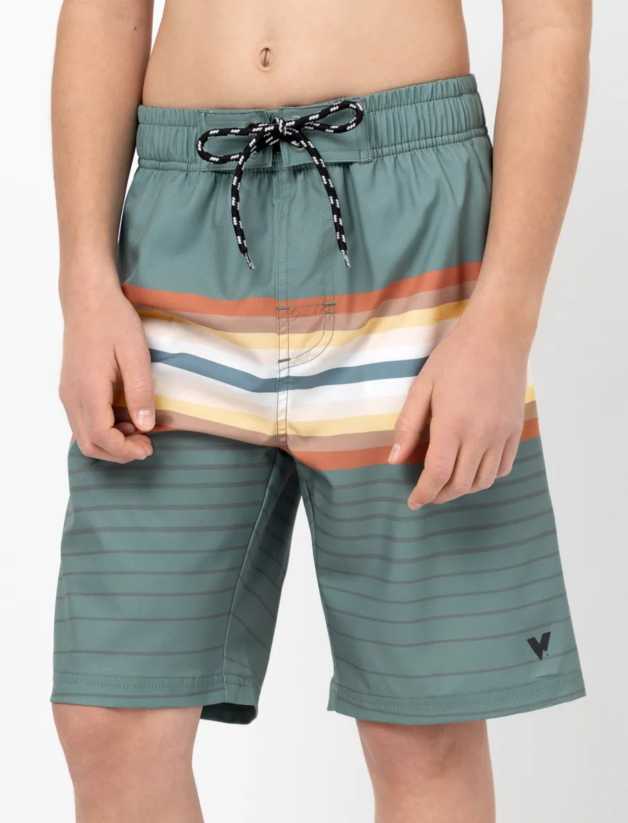 Striped Boardshorts with Elastic Waistband