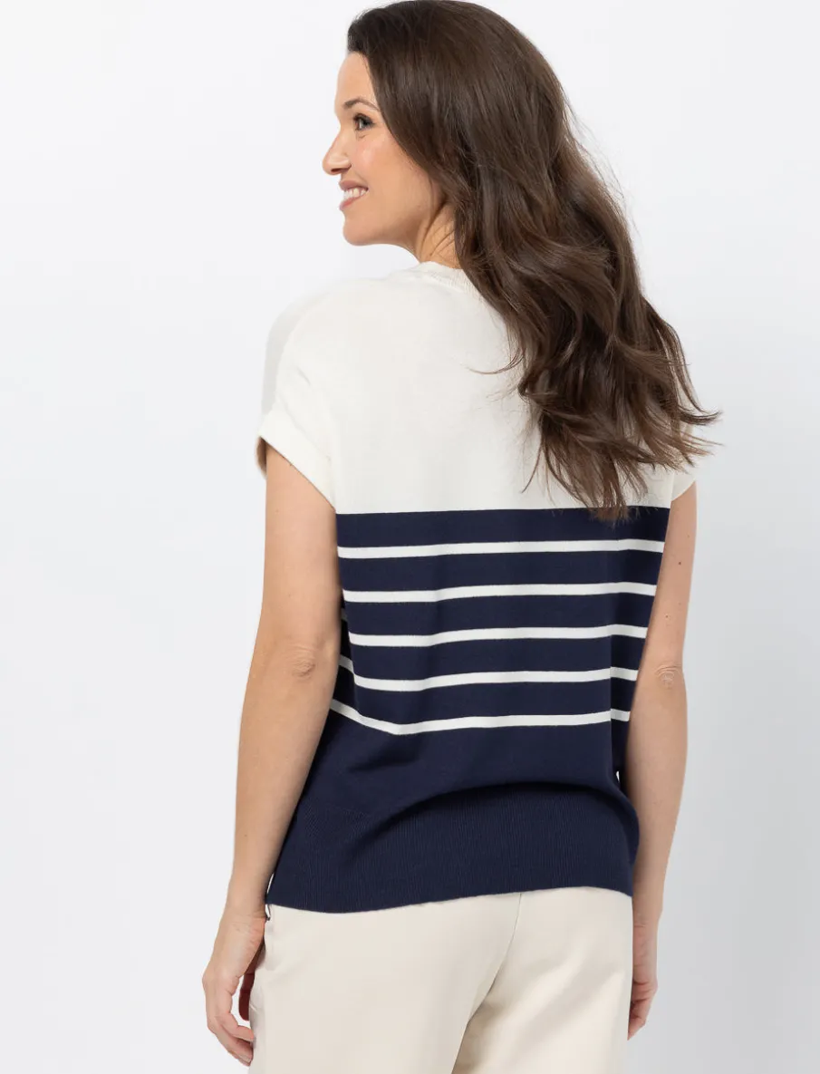 Striped Dolman-sleeve T-shirt