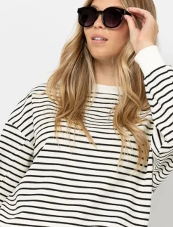 Striped Drop-shoulder Sweatshirt