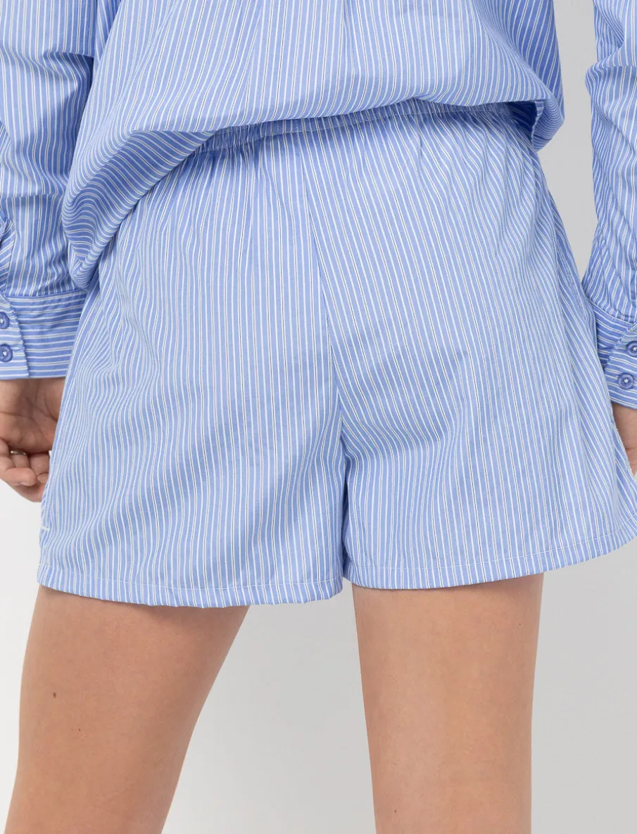 Striped Elastic Waist Shorts