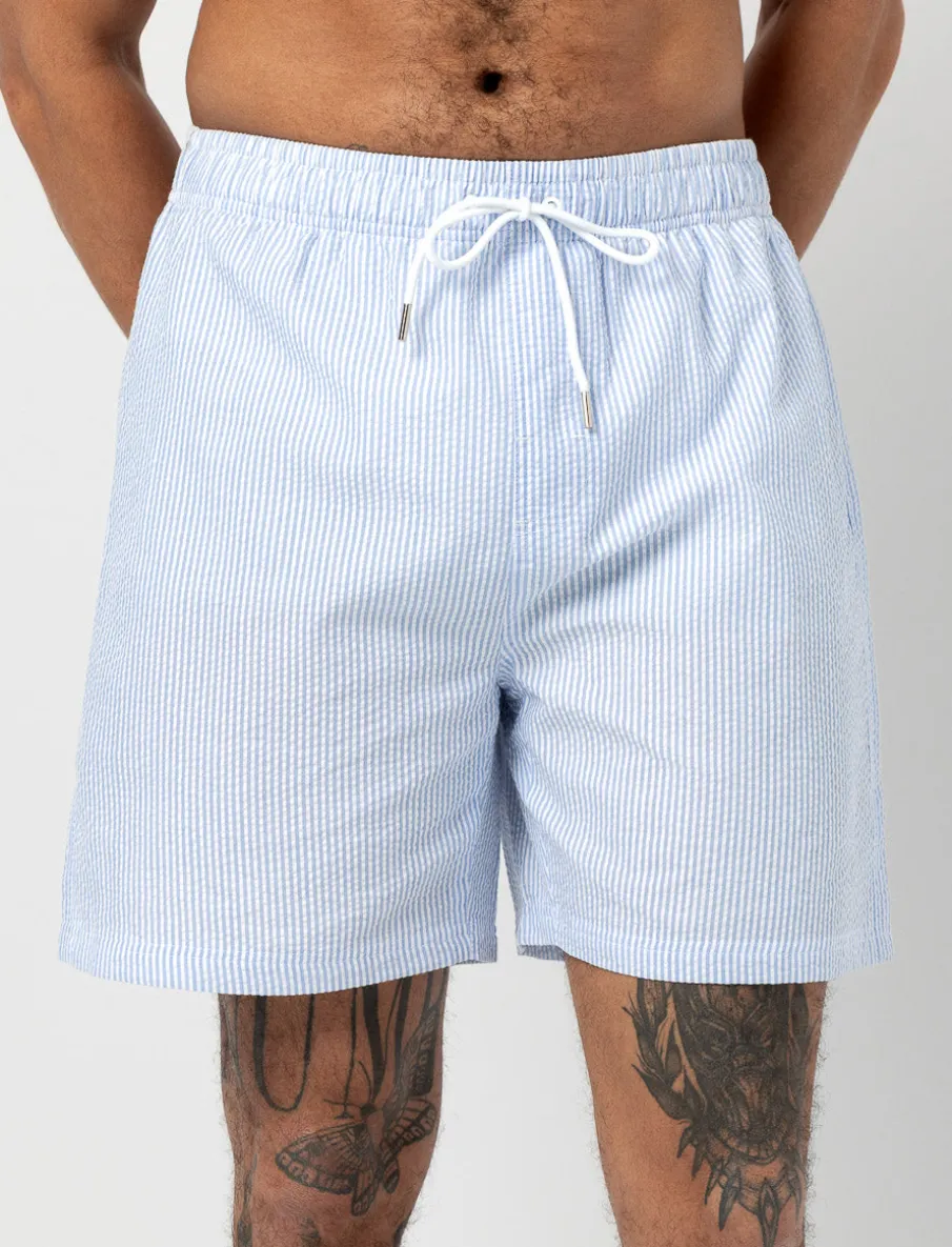 Striped Elastic-waist Boardshorts
