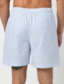 Striped Elastic-waist Boardshorts