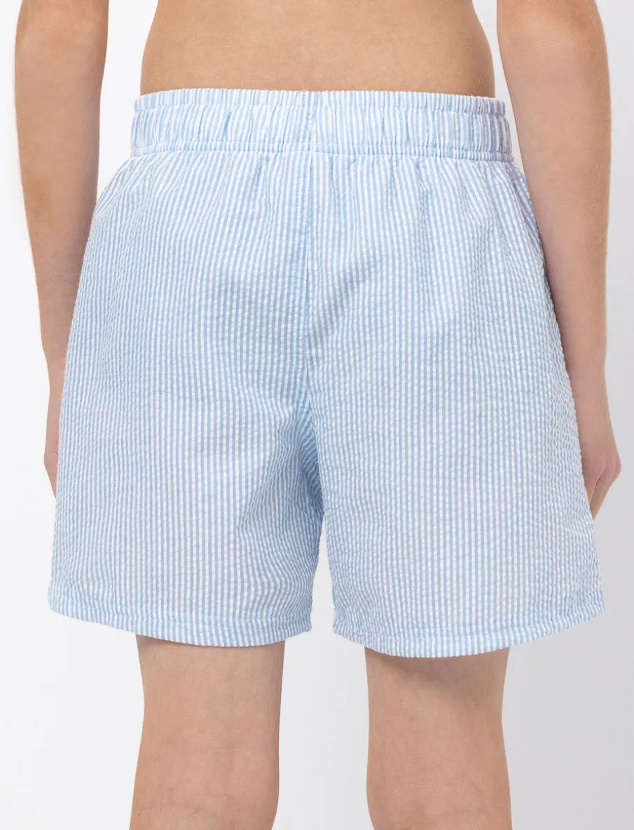 Striped Elastic-waist Boardshorts