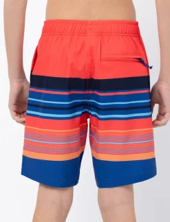 Striped Elastic-waist Boardshorts